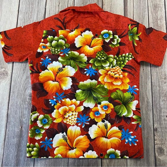 VTG 60s 70s JC Penneys Hawaii floral tropical short sleeve Hawaiian Shirt SZ M. - Picture 6 of 6